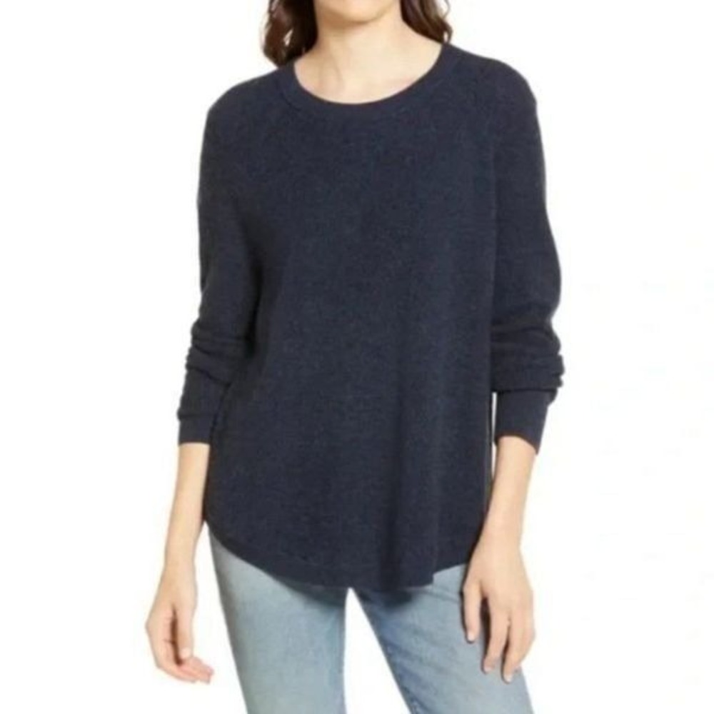 Madewell Waffle Stitch Sweater Wool Alpaca Blend‎ Navy Blue Sz XS M3102